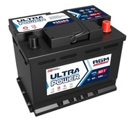 Akumulator 12V 60Ah 680A P+ AGM Start-stop Ultra Power UPA-60-1 SKLEP DOWÓZ