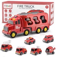 Wóz strażacki GZ TRADE1 czerwony z dodatkowym dźwiękiem i światłem LED 7w1