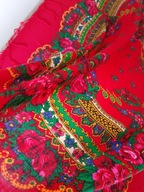 Chusta ludowa * wełna * róże *frędzle * 130 x 130