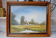 Obraz na płótnie olej krajobraz pejzaż z ramą