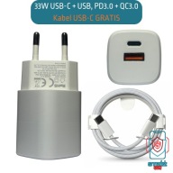 Ładowarka 33W USB-C + USB Podwójna – Szybkie Ładowanie Smartfon i MacBook