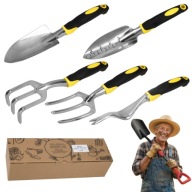 DUŻY ZESTAW NARZĘDZI OGRODOWYCH 5 ELEMENTÓW 2XŁOPATKA WIDŁY CHWYTAK GRABKI