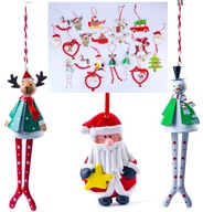 FIGURKA BOMBKA ZAWIESZKA DEKORACJA OZDOBA ŚWIĄTECZNA ZESTAW 19 SZTUK DREWNO