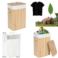 KOSZ NA PRANIE WOLNOSTOJĄCY GOCKOWIAK DUŻY SKŁADANY BAMBUSOWY 80L BEŻOWY