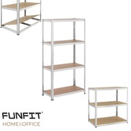 REGAŁ MAGAZYNOWY FUNFIT METALOWY DREWNIANY WCISKANY 4 PÓŁKI 150x75x30 cm