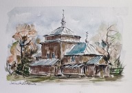Leżachów cerkiew św. Nikity akwarela format a4 autor R. Kępa