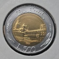 *WŁOCHY [0372]*500 Lirów 1986r. Republika Włoska, Pałac Kwirynalski Rzym