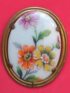 Broszka brosza zawieszka Francja oryginał porcelana Limoges kwiaty hit 5
