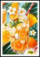 A2 PLAKAT DO KUCHNI JADALNI RESTAURACJI DRINK KOKTAJL POMARAŃCZE KWIATY