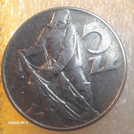 5 zł 1974 -Rybak ,"słoneczko", szerokie cyfry data, ładny stan.