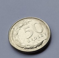 Moneta 50 groszy 2012 destrukt na rewersie, przylana gałązka