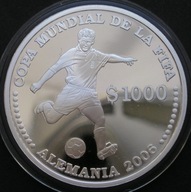 Urugwaj 1000 pesos 2003 - MŚ 2006 Niemcy - piłkarz - srebro - stan menniczy