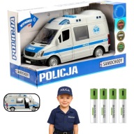 POLICJA RADIOWÓZ AUTO POLICYJNE ŚWIATŁO DŹWIĘKI NAPĘD + GRATIS BATERIE