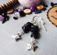 Srebrne 925 kolczyki noc kairu z gwiazdami czarne BlackberriesArts