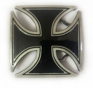 duża czarna sprzączka klamra na pas Krzyż Rycerski Maltański Żelazny