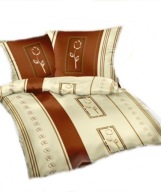 pościel z satyny 200x220 + 2x70x80 zamek S Zgrabna brąz Gr