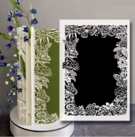 Szablon, dekoracja areograf do malowania tortu Ramka z motylem i kwiatem