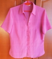 Bluzka kreszowana koszulowa rozpinana różowa fuksja 42 MS