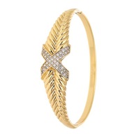 70761 BRANSOLETKA 18K POZŁACANA 60/15 MM bangle sztywna z cyrkoniami