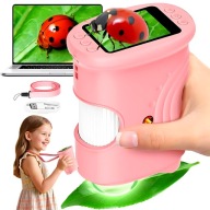 MIKROSKOP DLA DZIECI CYFROWY X1000 LCD LED RÓŻOWY PRZENOŚNY BEZ TELEFONU 3+