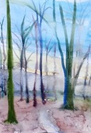 Czasoprzestrzeń, akwarela, A4, pejzaż, Skoczyk