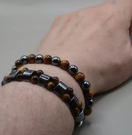 Komplet 2 bransoletek z naturalnych kamieni – tygrysie oko & obsydian