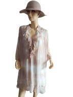 WŁOSKA SUKIENKA z jedwabiem falbany chwosty 38/40