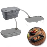 KOSZ STOŁIK POJEMNIK SKŁADANY 3w1 SZARY PIKNIKOWY WYJAZD KEMPING GRILL ŁATO