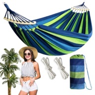 HAMAK OGRODOWY DUŻY DWUOSOBOWY Z DRĄŻKIEM 260X150 200KG TURYSTYCZNY