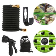 WĄŻ OGRODOWY ROZCIĄGLIWY ELASTYCZNY 15M ZESTAW PISTOLET ZŁĄCZKI Z MOSIĄDZU