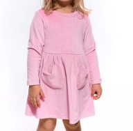 WELUROWA SUKIENKA DLA DZIEWCZYNKI NA DŁUGI RĘKAW CIEPŁA RÓŻOWA 104 4 LATA