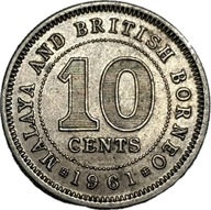 MALAJE I BRYTYJSKIE BORNEO - 10 CENTS - 1961 - ELŻBIETA II