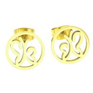 36749 Kolczyki złota stal chirurgiczna motyle motylki ażurowe