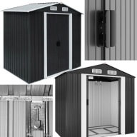 DOMEK OGRODOWY NARZĘDZIOWY SZOPA METALOWA ANTRACYT STAL OCYNK 200X135X190