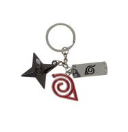 Brelok z shurikenem, znakiem z opaski oraz logiem Konohy, Naruto