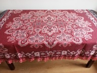 OBRUS BAWEŁNIANY Z ŻAKARDEM 160 / 145 cm. PIĘKNY.
