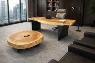 Stół drewniany, stolik kawowy loft monolit Suar unikat 215cm