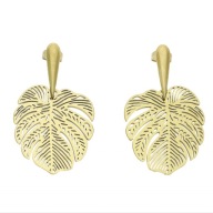 65703 Kolczyki złota stal chirurgiczna liście monstery