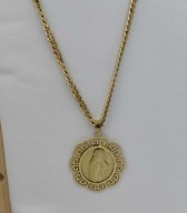 Złoty Naszyjnik Medalik Matka Boska Wzór Grecki Stal Chirurgiczna 316L