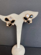 VINTAGE KLIPSY W ZŁOTYM TONIE Z KRYSZTAŁOWYMI I CZARNYMI AKCENTAMI PREZENT