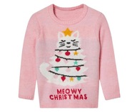 LUPILU różowy SWETER świąteczny KOTEK choinka MEOWY Christmas 98/104 NOWY