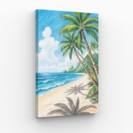 Obraz na płótnie 40x70 Tropikalna wyspa z palmami | Pomysł na prezent