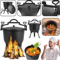KOCIOŁEK ŻELIWNY MYŚLIWSKI GARNEK WĘGIERSKI NA OGNISKO GRILL STOJĄCY 8L