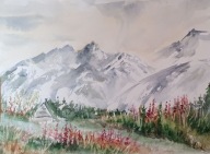 Akwarela Obraz Pejzaż Tatry Giewont 30 x 40