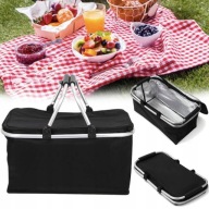 KOSZ TERMICZNY PIKNIKOWY TORBA PIKNIKOWA TERMOIZOLACYJNA TURYSTYCZNA CZARNA