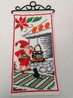 SKANDYNAWSKI DESIGN WEŁNIANY KILIM MIKOŁAJ-KRASNAL KOT VINTAGE 21x43