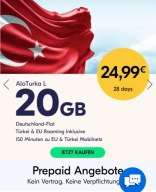 Lycamobile DE +49 Starter 50GB AloTurka L 20GB UE Turcja