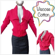 Stylowy sweter / żakiet z efektownym kołnierzem – wiskoza, bawełna poliamid