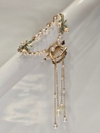 Złoty Klips do Włosów z Perłami i Kwiatami