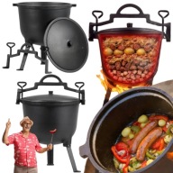 KOCIOŁEK ŻELIWNY GARNEK 10L MYŚLIWSKI NA OGNISKO DOCISKANA POKRYWKA CZYŚCIK